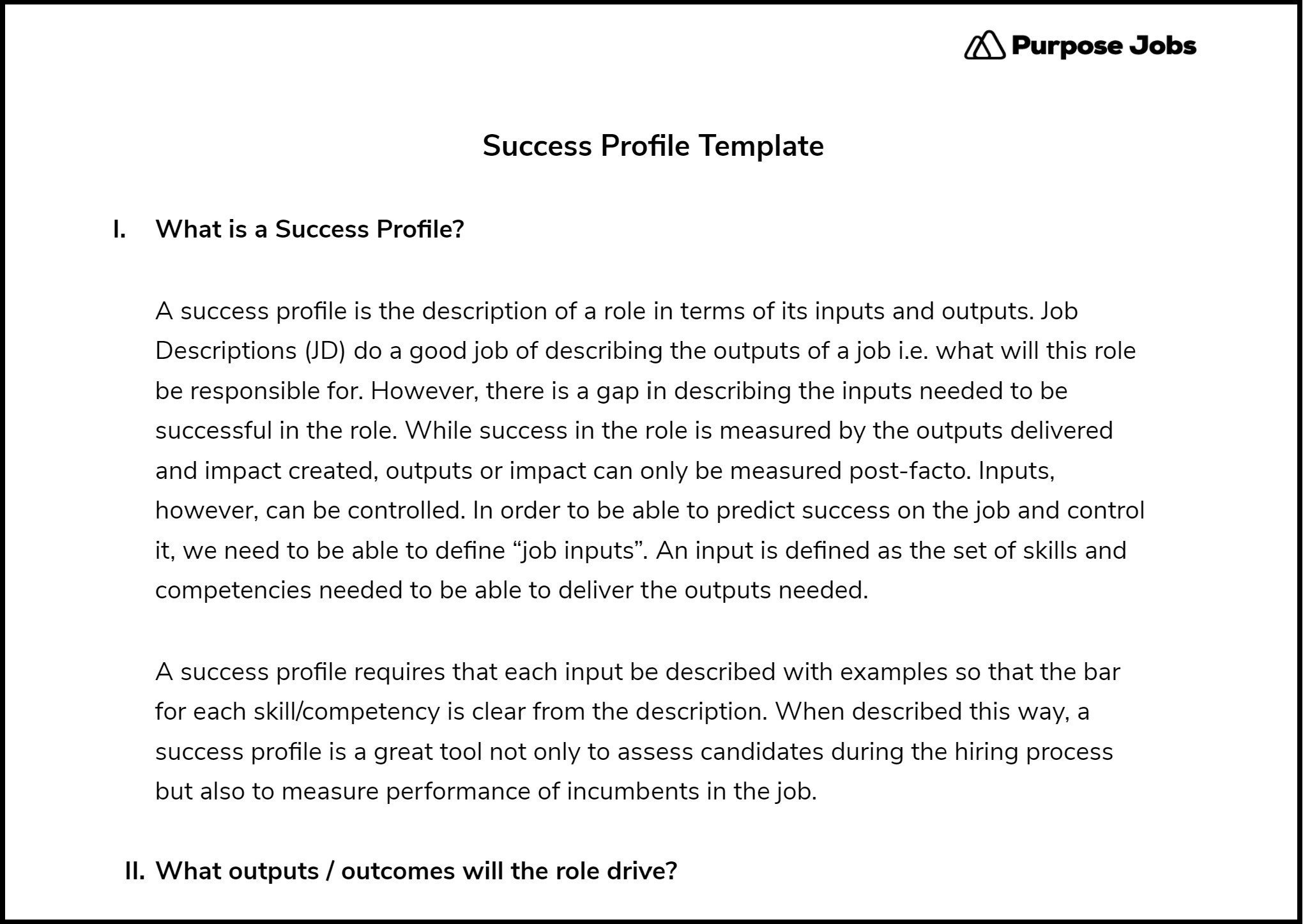 success profile template